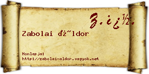 Zabolai Áldor névjegykártya